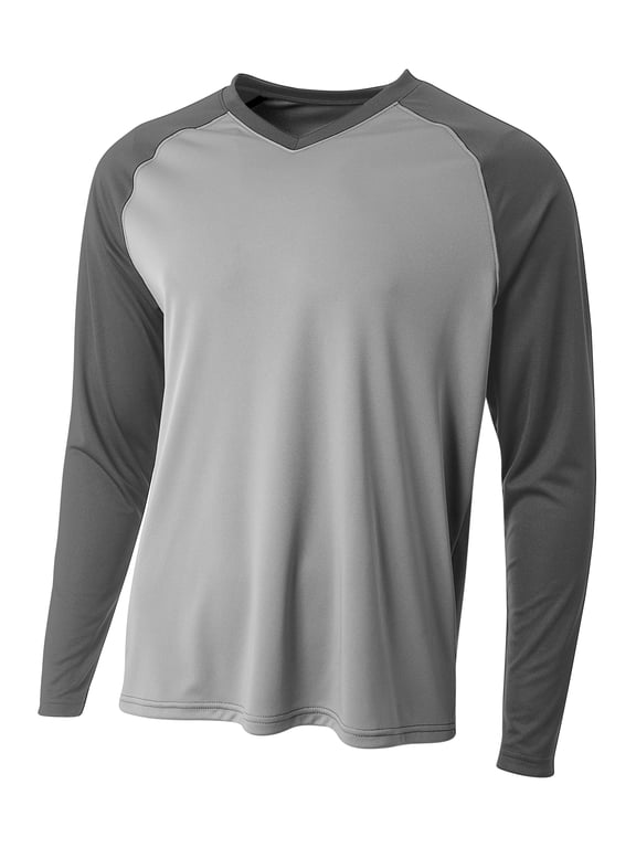 Long Sleeve Strike Raglan Tee For Men in Silver/Graphite | N3374