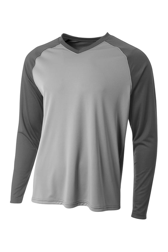 Long Sleeve Strike Raglan Tee For Men in Silver/Graphite | N3374