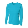 thumbnail image 1 of A4 Long Sleeve V-Neck Bird's Eye Mesh Tee For Women in Electric Blue NW3255, 1 of 3