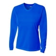 thumbnail image 1 of A4 Long Sleeve V-Neck Bird's Eye Mesh Tee For Women in Royal NW3255, 1 of 2