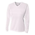 thumbnail image 1 of A4 Long Sleeve V-Neck Bird's Eye Mesh Tee For Women in White | NW3255, 1 of 2