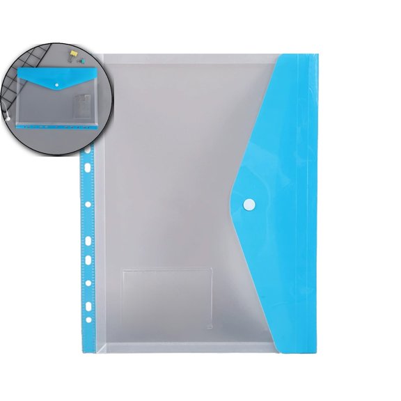 A4 Loose Leaf File Pouch, 11-Hole Transparent Label Organizer, Multicolor Plastic Document Storage Bag for Office Use