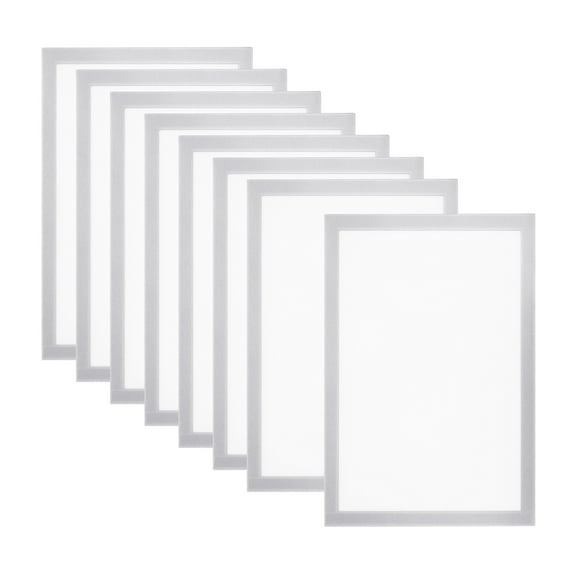 A4 Magnetic Sign Holder, 8 Pack Magnetic Display Frame Self-Adhesive Picture Frame for Refrigerator, Silvery