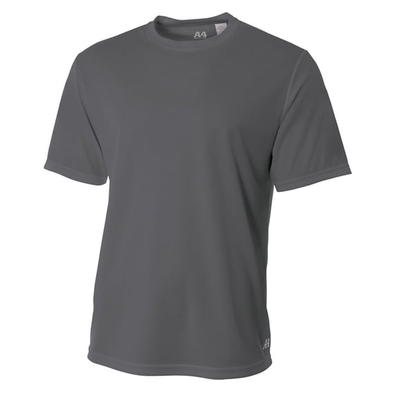 A4 Men's Birdseye Mesh Crew Short Sleeve Tee, Graphite, Medium