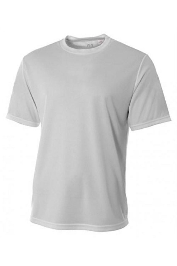 Men's Birdseye Mesh Crew Short Sleeve Tee, Silver, X-Small