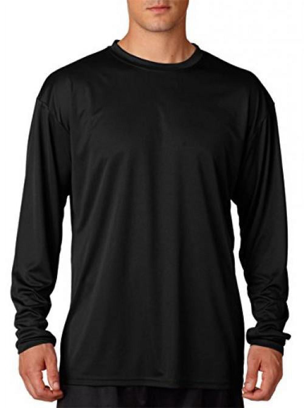 A4 Men's Cooling Performance Crew Long Sleeve TShirt, Black, XXLarge