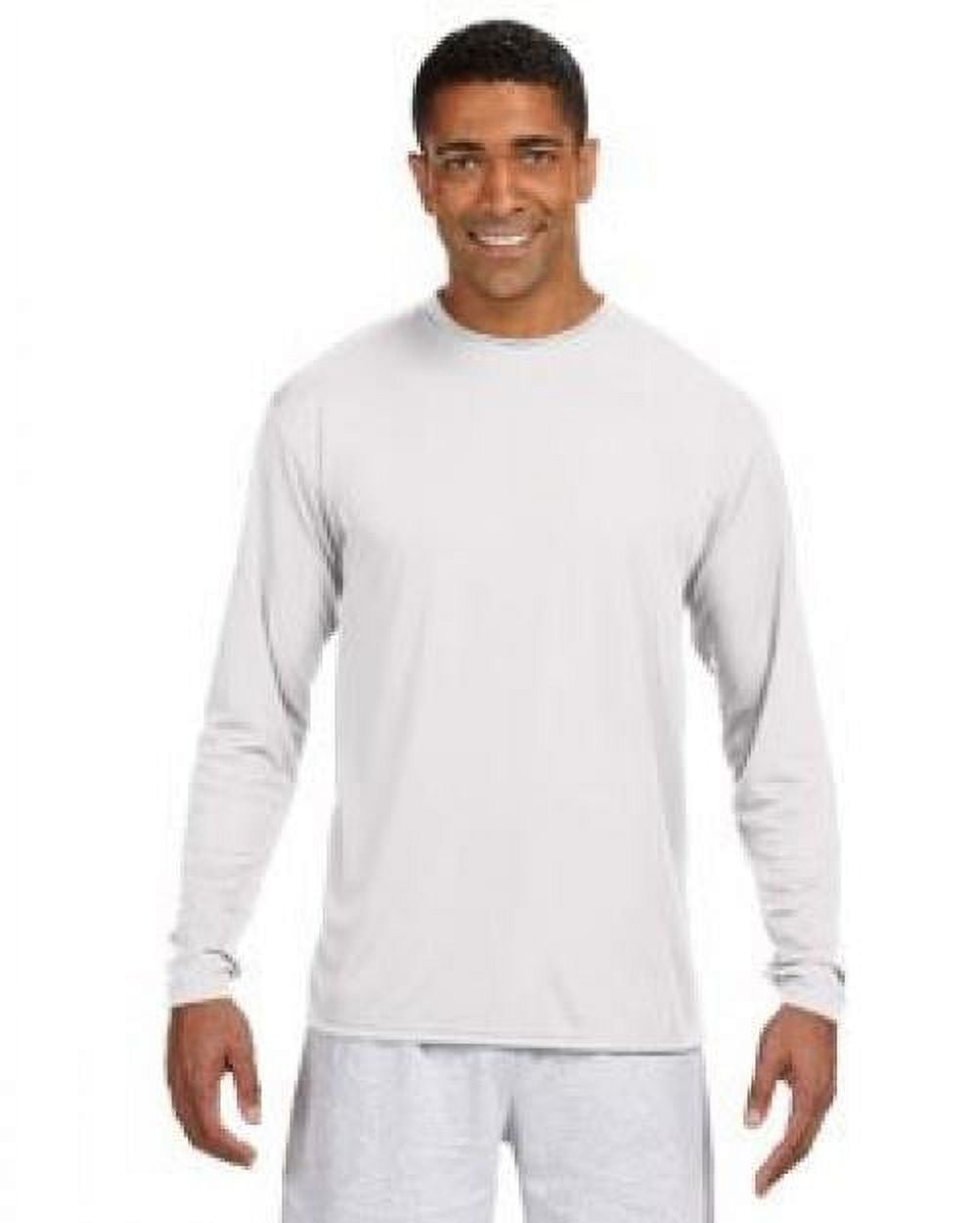 A4 Men's Cooling Performance Crew Long Sleeve T-Shirt, White, X 
