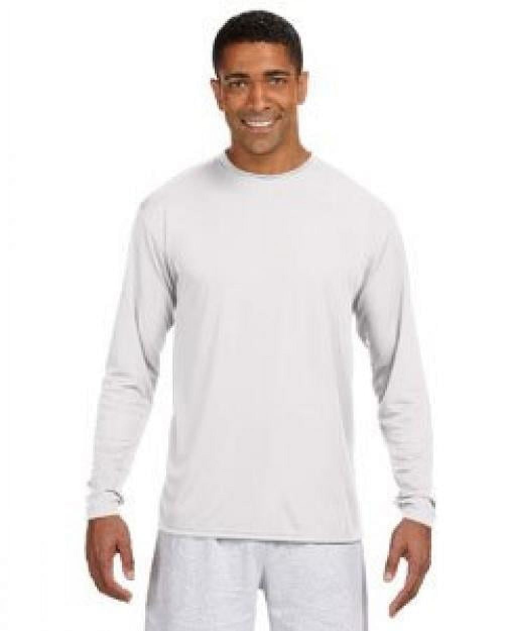 A4 Men's Cooling Performance Crew Long Sleeve T-Shirt, White, X-Large