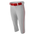 thumbnail image 1 of A4 Men's Warp Knit Waistband Cording Softball Pant, XL, Grey/ Scarlet Red, 1 of 2