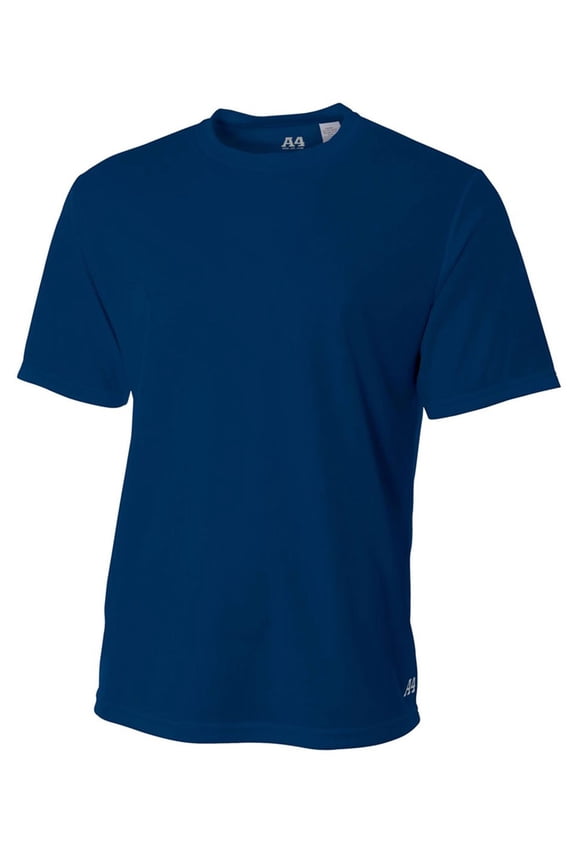 Mens 100% Polyester Workouts Look Great Short Sleeve Crew Neck Birds Eye Mesh T-Shirt, Navy, X-Large, N3252