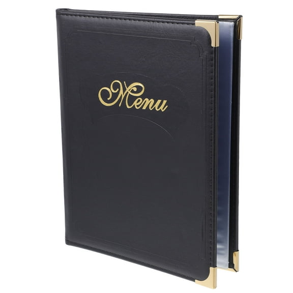 NICERIO Black PU Menu Book Folder for Restaurant Use with Slide-in Inner Pages