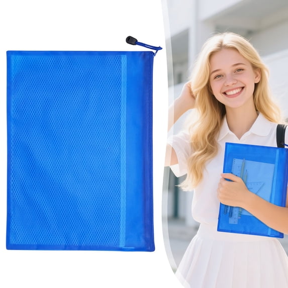 A4 Mesh Zipper Pouch Bag Multipurpose Document File Bag and Pencil Case for Travel Toiletry Makeup and Office Stationery Storage with Reinforced Zipper 1 ct