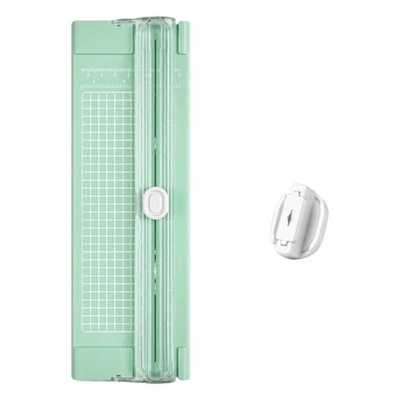 A4 Mini Paper Trimmer with Non-Slip Base, Portable Photo Cutting Tool with Scale Guide for DIY Crafts - Mint Green