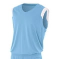 thumbnail image 1 of A4 Moisture Management V-Neck Muscle For Men in Lt Blue/White | N2340, 1 of 2