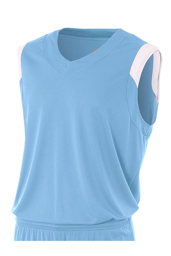 Moisture Management V-Neck Muscle For Men in Lt Blue/White N2340