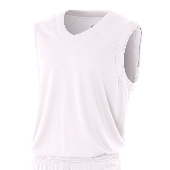 A4 Moisture Management V-Neck Muscle For Men in White N2340