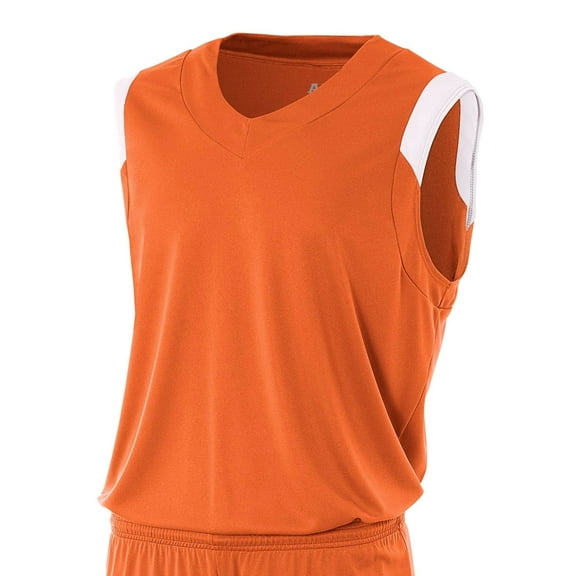 A4 Moisture Management V-Neck Muscle ORANGE/WHITE XL