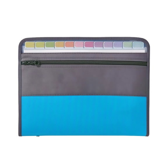 A4 Multi-Pocket Accordion File Bag, Blue Document Organizer for Office Use