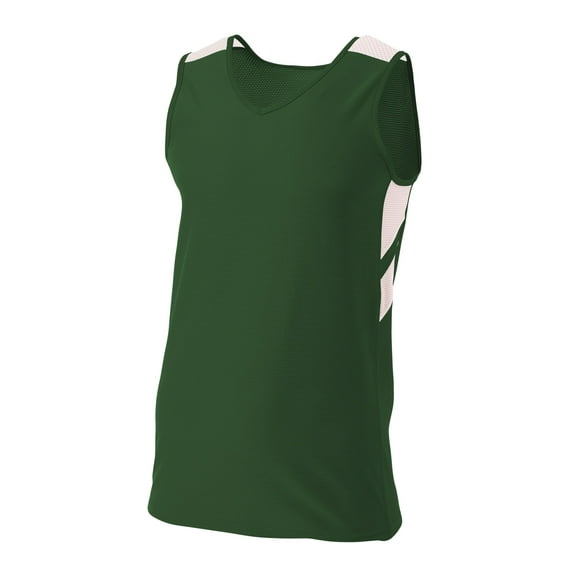 A4 N1178 Mens Fast Break Jersey - Forest/White - 3XL