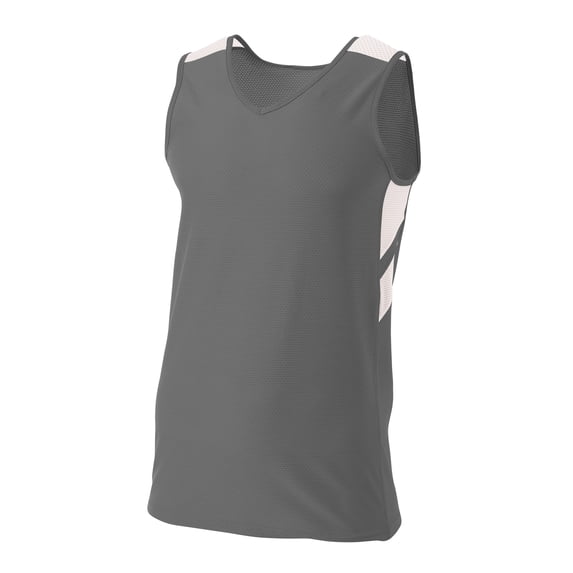 A4 N1178 Mens Fast Break Jersey - Graphite/White - 3XL
