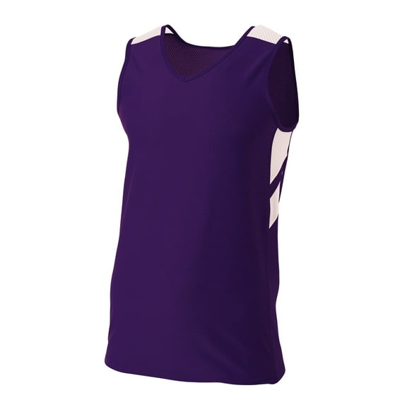 A4 N1178 Mens Fast Break Jersey - Purple/White - 2XL