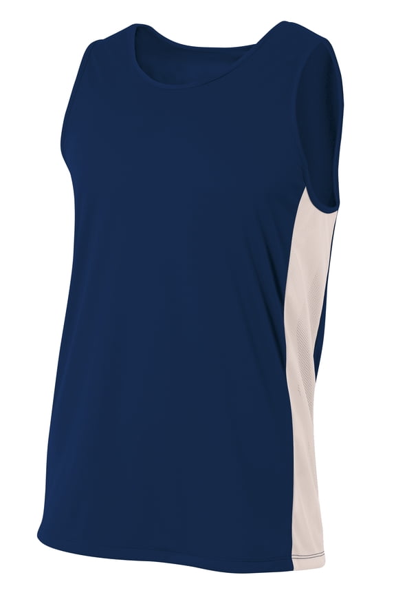 N2009 Mens Pacer Singlet - Navy/White - M