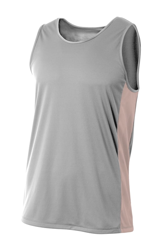 N2009 Mens Pacer Singlet - Silver/White - 2XL