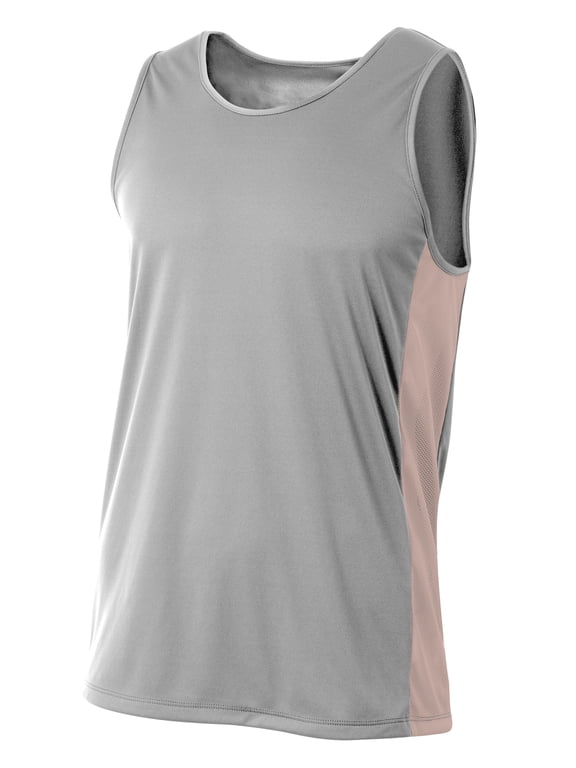 N2009 Mens Pacer Singlet - Silver/White - S