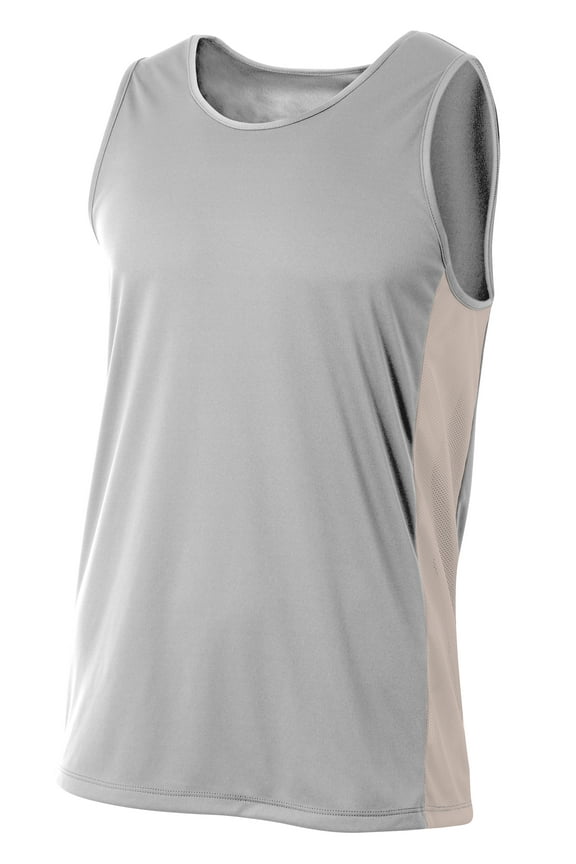 N2009 Mens Pacer Singlet - Silver/White - S