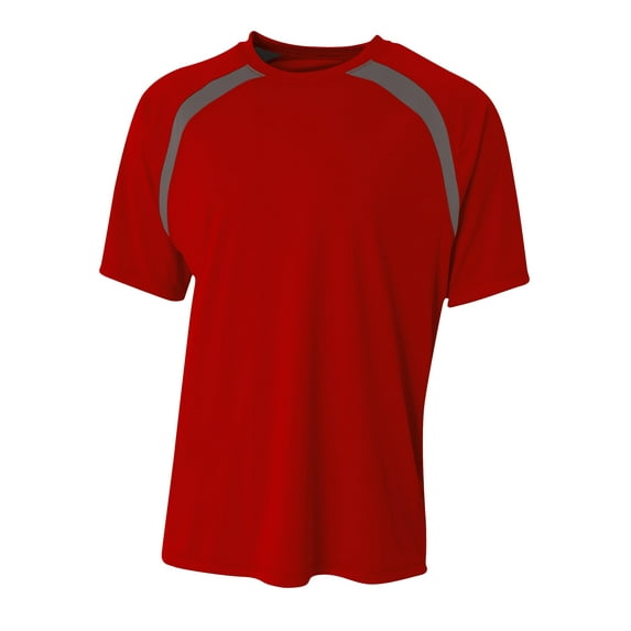 A4 N3001 Men's Spartan Short Sleeve Color Block Crew Neck T-Shirt