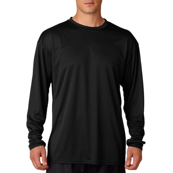 A4 N3165 Long Sleeve Cooling Performance Crew Shirt, Black, L, Pack Of 6, Mens T-Shirts