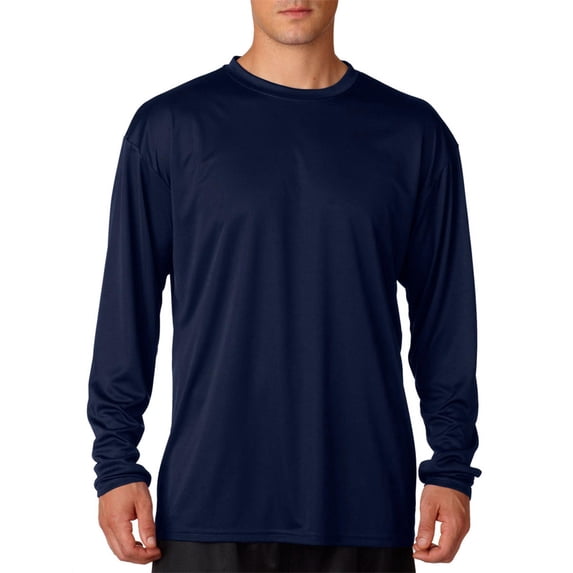 A4 N3165 Long Sleeve Cooling Performance Crew Shirt, NAVY, XL, Pack Of 3, Mens T-Shirts