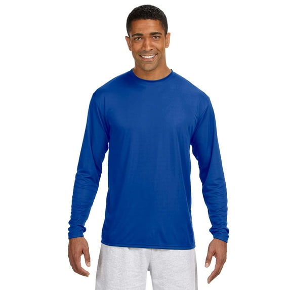 A4 N3165 Long Sleeve Cooling Performance Crew Shirt, Royal, 2X, Pack Of 7, Mens T-Shirts