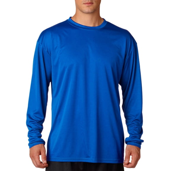 A4 N3165 Long Sleeve Cooling Performance Crew Shirt, Royal, L, Pack Of 10, Mens Workout Shirts