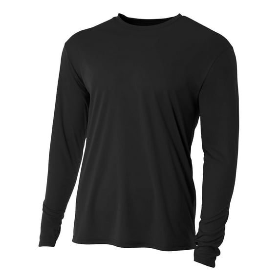 A4 N3165 Mens Cooling Performance Long Sleeve Crew - Black - 4XL