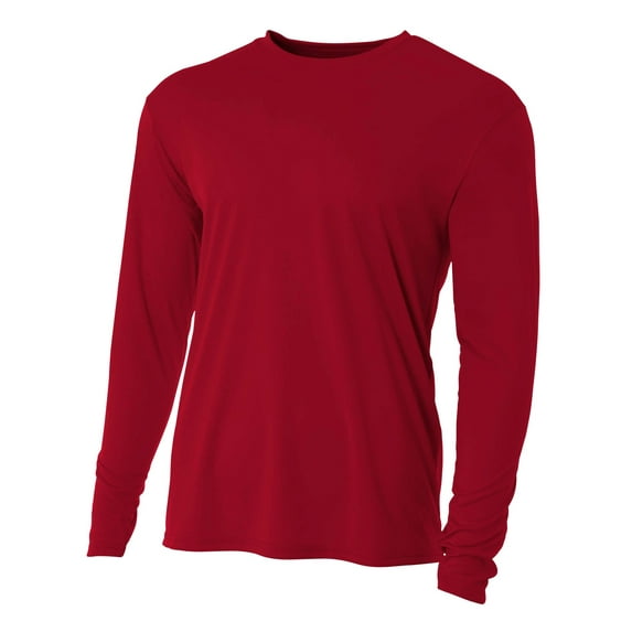 A4 N3165 Mens Cooling Performance Long Sleeve Crew - Cardinal - 4XL