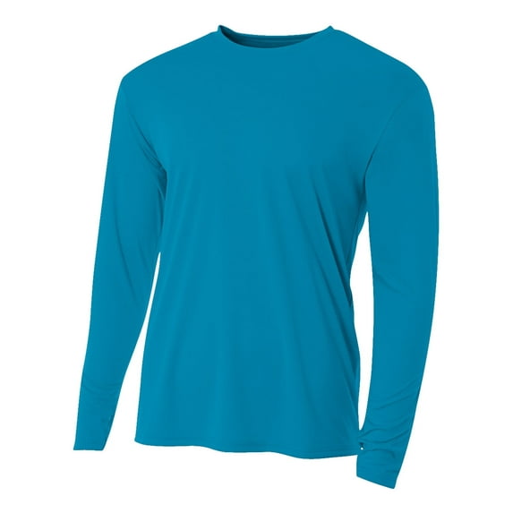 A4 N3165 Mens Cooling Performance Long Sleeve Crew - Electric Blue - 2XL