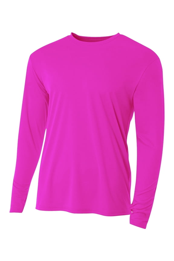 N3165 Mens Cooling Performance Long Sleeve Crew - Fuchsia - L