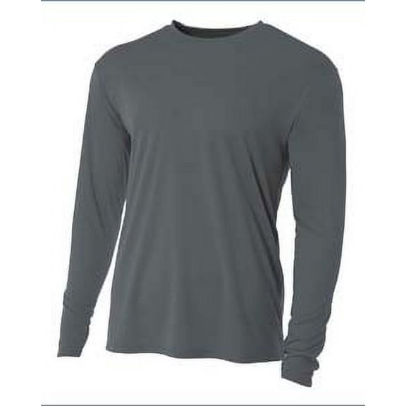 A4 N3165 Mens Cooling Performance Long Sleeve Crew - Graphite - XS