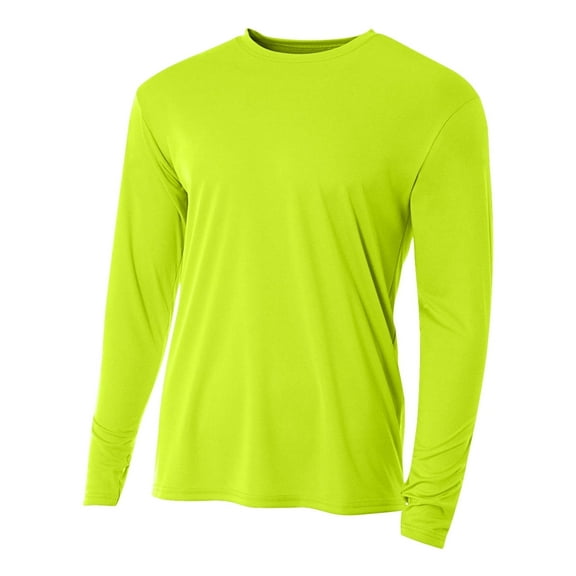 A4 N3165 Mens Cooling Performance Long Sleeve Crew - Lime - 2XL