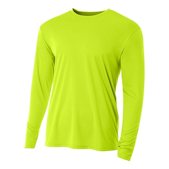A4 N3165 Mens Cooling Performance Long Sleeve Crew - Lime - S Retired