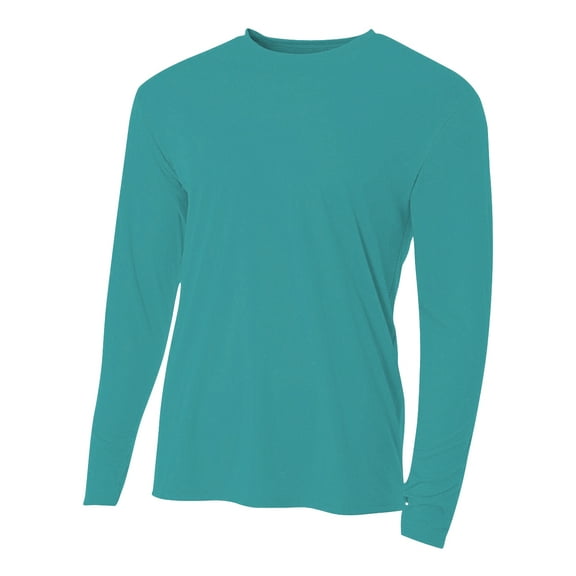 A4 N3165 Mens Cooling Performance Long Sleeve Crew - Teal - L