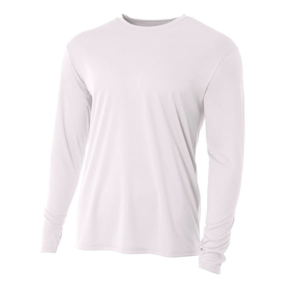 A4 N3165 Mens Cooling Performance Long Sleeve Crew - White - XS