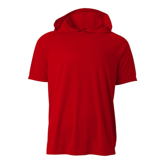 A4 N3408 Mens Short Sleeve Hooded Tee - Scarlet - 2XL