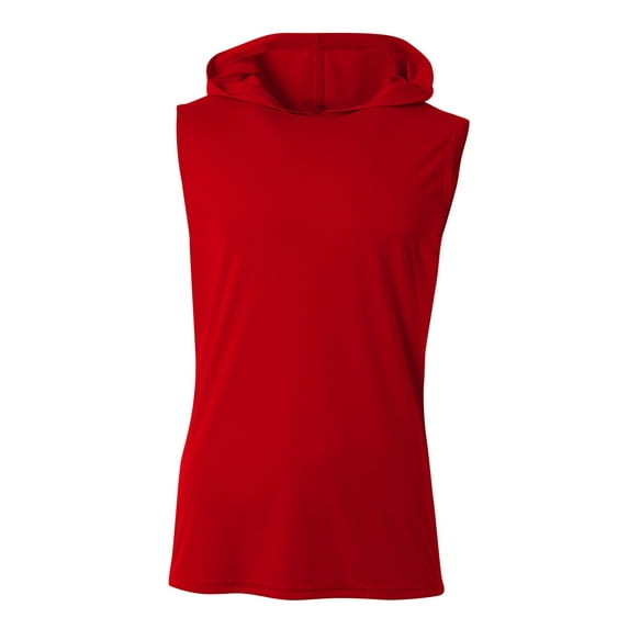 A4 N3410 Mens Sleeveless Hooded Tee - Scarlet - S