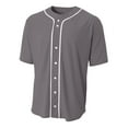 thumbnail image 1 of A4 N4184 Mens Short Sleeve Full Button Baseball Jersey - Graphite - S, 1 of 2