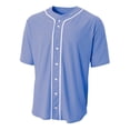 thumbnail image 1 of A4 N4184 Mens Short Sleeve Full Button Baseball Jersey - Lt Blue - S, 1 of 3
