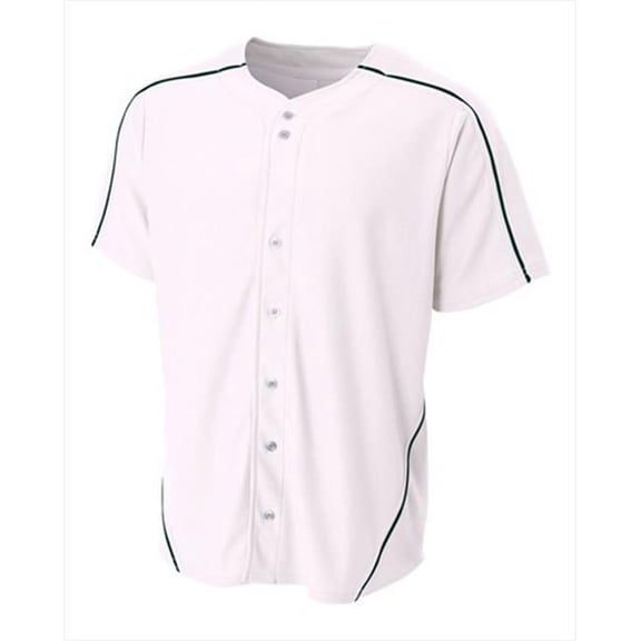 A4 N4214 Mens Warp Knit Baseball Jersey, White and Navy, 3X