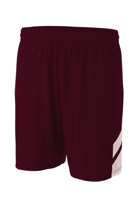 N5178 Fast Break Shorts, MAROON WHITE, M