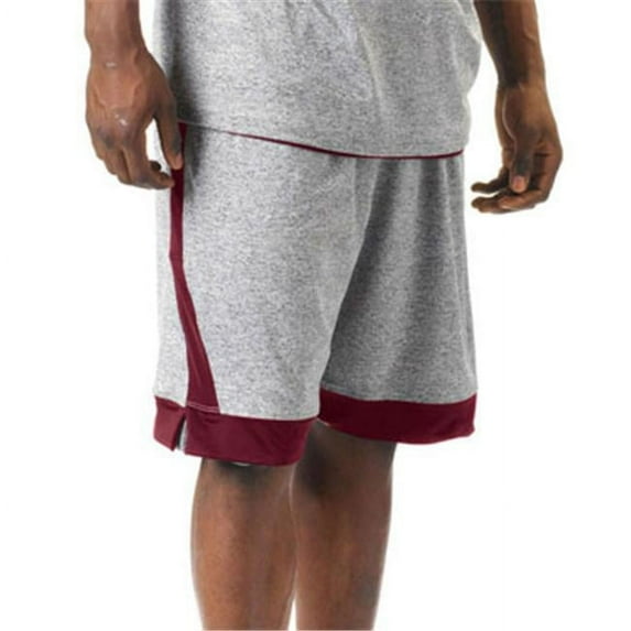 A4 N5333 10 In. Reversible Baltimore Basketball Short - Heather & Cardinal, Extra Large